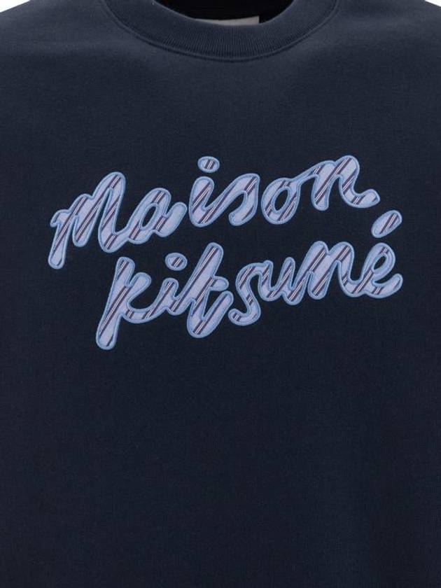 Handwriting Striped Comfort Sweatshirt Navy - MAISON KITSUNE - BALAAN 4