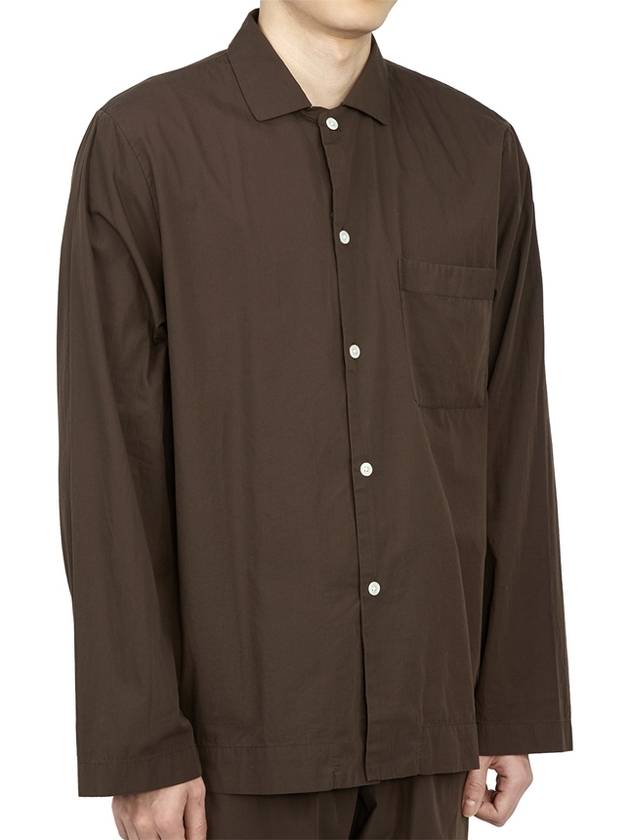 Poplin Pajamas Long Sleeve Shirt Coffee - TEKLA - BALAAN 4