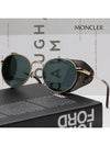 Eyewear Round Metal Leather Strap Sunglasses Gold - MONCLER - BALAAN 3