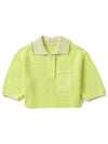 Le Maille Arco Contrasted Cropped Knit Polo Shirt Light Green - JACQUEMUS - BALAAN 3