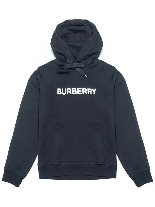 Logo Print Cotton Oversized Hoodie Black - BURBERRY - BALAAN 2