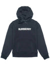 Logo Print Cotton Oversized Hoodie Black - BURBERRY - BALAAN 3