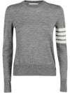 4-Bar Merino Jumper Wool Knit Top Light Grey - THOM BROWNE - BALAAN.