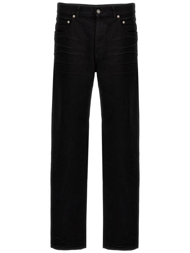 Denim Cotton Straight Jeans Black - SAINT LAURENT - BALAAN 2