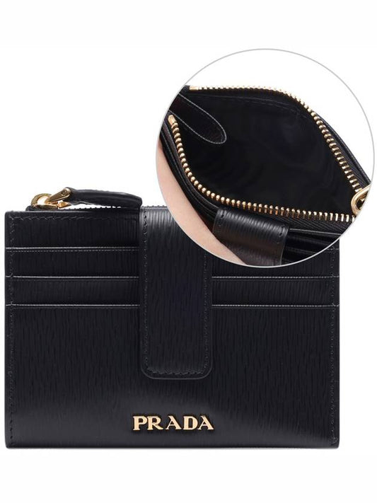 Vitello leather card wallet black - PRADA - BALAAN.
