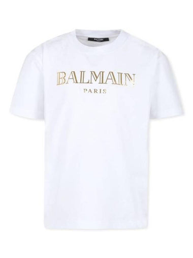 Kids Logo Print Short Sleeve T-Shirt White - BALMAIN - BALAAN 1