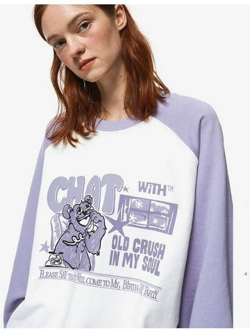 Chat Teddy Raglan Sweatshirt Lavender - CPGN STUDIO - BALAAN 1