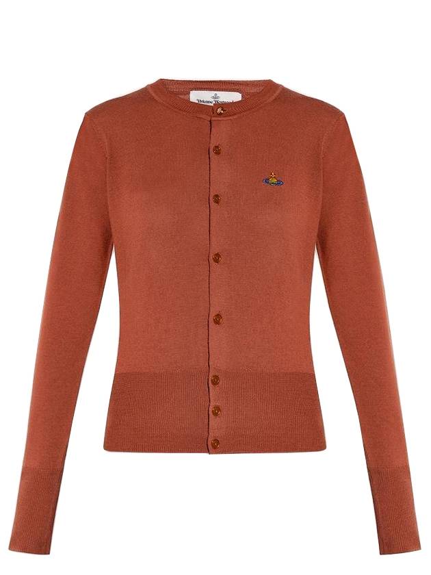 Logo Wool Cardigan Brown - VIVIENNE WESTWOOD - BALAAN 1