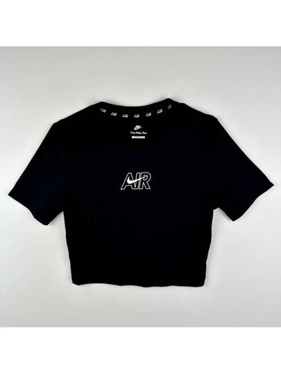 Air Slim Fit Crop Short Sleeve T-Shirt Black - NIKE - BALAAN 2