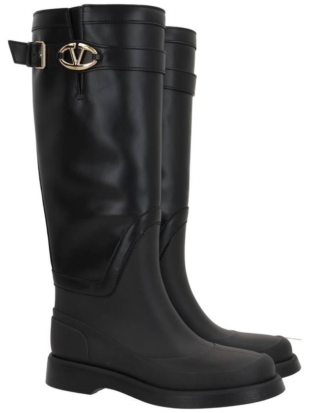 V Logo Bold Edition Long Boots Black - VALENTINO - BALAAN 2