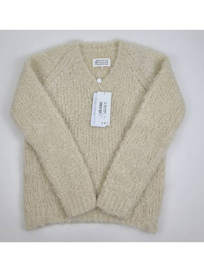 V neck Mohair Wool Knit Top Off White - MAISON MARGIELA - BALAAN 2