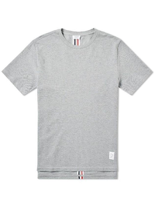 Men's Center Back Striped Short Sleeve T-Shirt Light Grey - THOM BROWNE - BALAAN 1