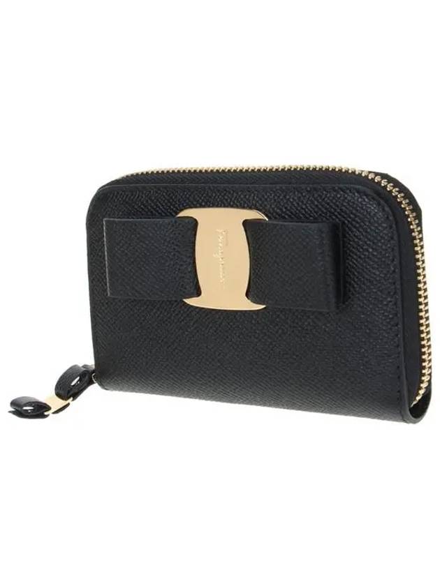 Vara Bow Zipper Card Wallet Black - SALVATORE FERRAGAMO - BALAAN 3