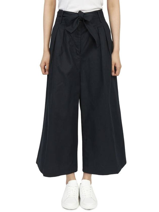 Women's Belted Cotton Wide Pants Black - VANESSA BRUNO - BALAAN 2