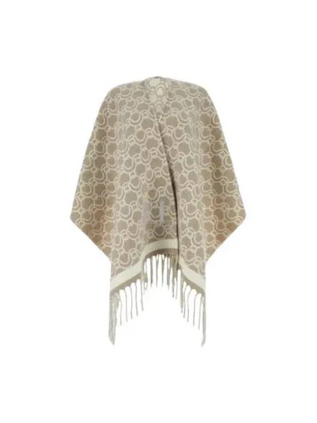 Jacquard Poncho Beige - SALVATORE FERRAGAMO - BALAAN 2