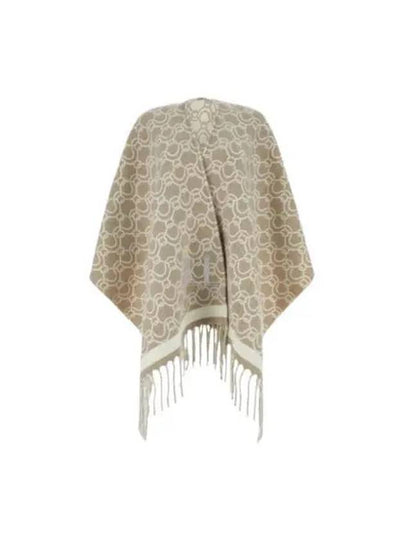 Jacquard Poncho Beige - SALVATORE FERRAGAMO - BALAAN 2