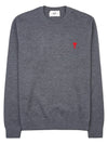 Men's Mini Heart Logo Merino Wool Knit Top Grey - AMI - BALAAN 10