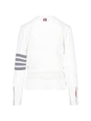 Milano Stitch Crewneck 4-Bar Cotton Crepe Knit Top White - THOM BROWNE - BALAAN 4