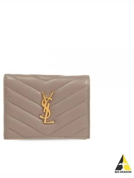 Casandra Matelasse Quilted Lambskin Flap Card Wallet Grey - SAINT LAURENT - BALAAN 2