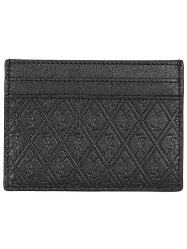 Monogram Pineapple Print Card Wallet Black - SAINT LAURENT - BALAAN 1