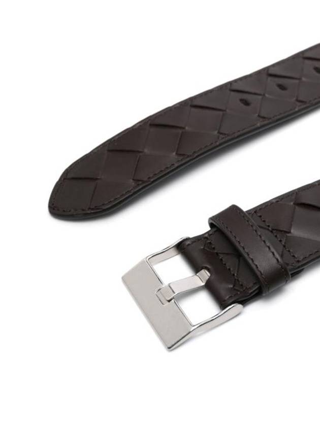 Watch Buckle Leather Belt Black - BOTTEGA VENETA - BALAAN 3