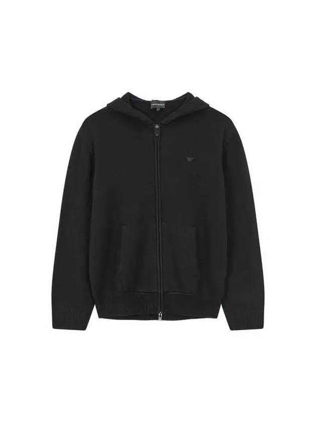 Men s Knitted Wool Hooded Zip up Black 271129 - EMPORIO ARMANI - BALAAN 1