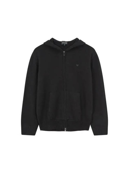 Men s Knitted Wool Hooded Zip up Black 271129 - EMPORIO ARMANI - BALAAN 1