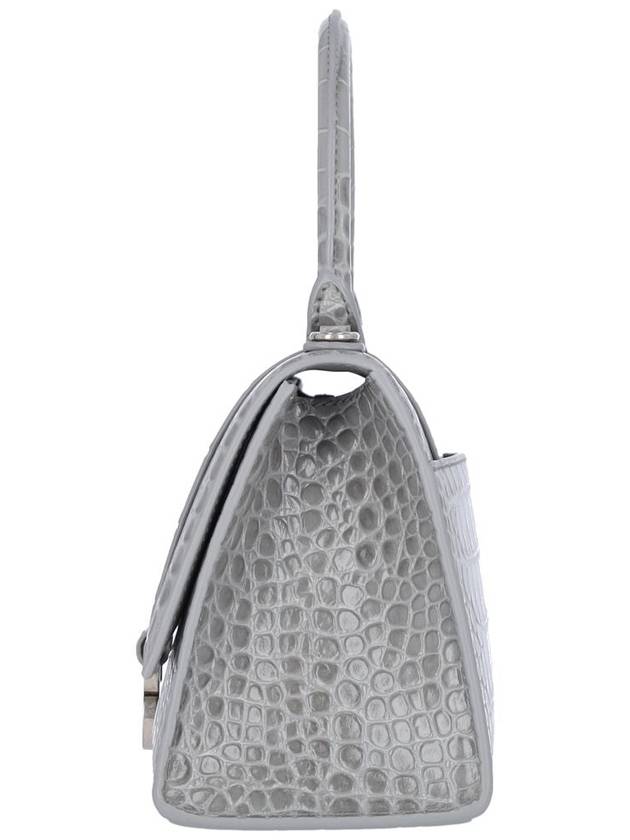 Crocodile Embossed Hourglass Small Calfskin Tote Bag Gray - BALENCIAGA - BALAAN 10