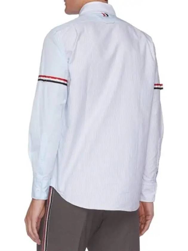 Men's Poplin Grosgrain Armband Stripe Long Sleeve Shirt Blue - THOM BROWNE - BALAAN 4