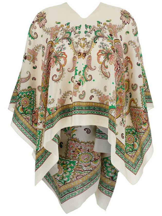 Multicolor Cape With All-Over Paisley Print In Silk Woman - ETRO - BALAAN 1