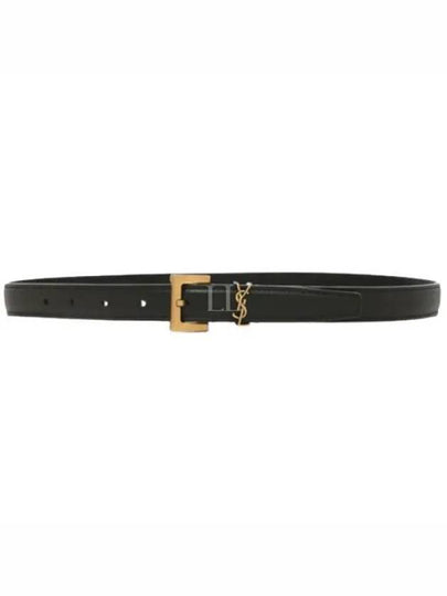 Monogram Square Leather Belt Black - SAINT LAURENT - BALAAN 2