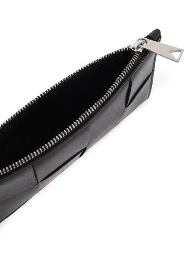 Intrecciato Zipper Leather Card Wallet Black - BOTTEGA VENETA - BALAAN 3