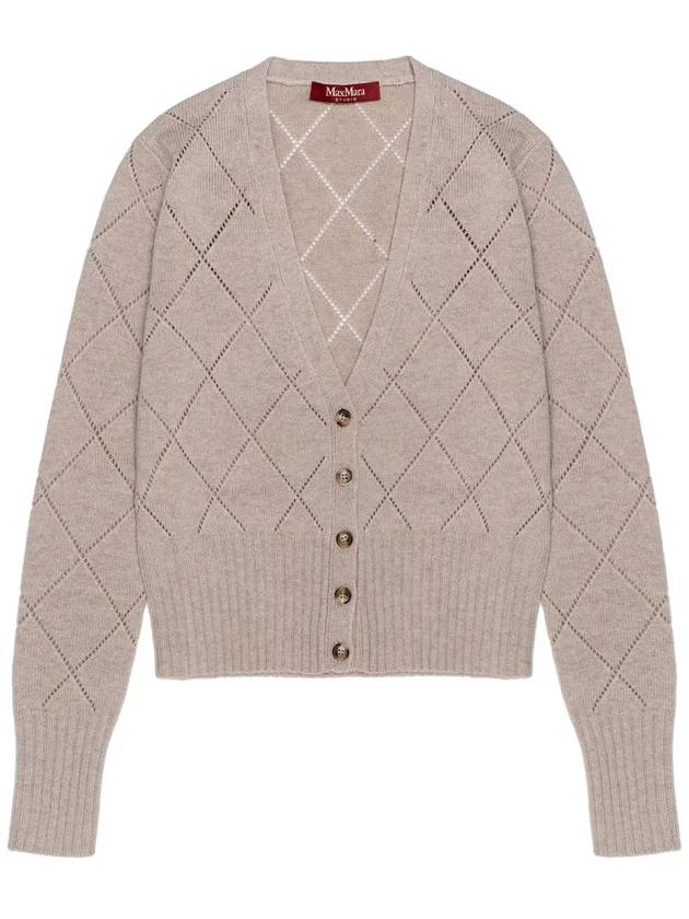 Giunchi Wool Cashmere Cardigan Beige - MAX MARA - BALAAN 3