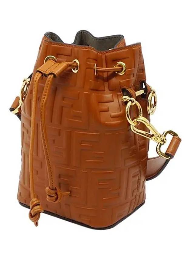 Mon Tresor Small Leather Bucket Bag Brown - FENDI - BALAAN 3