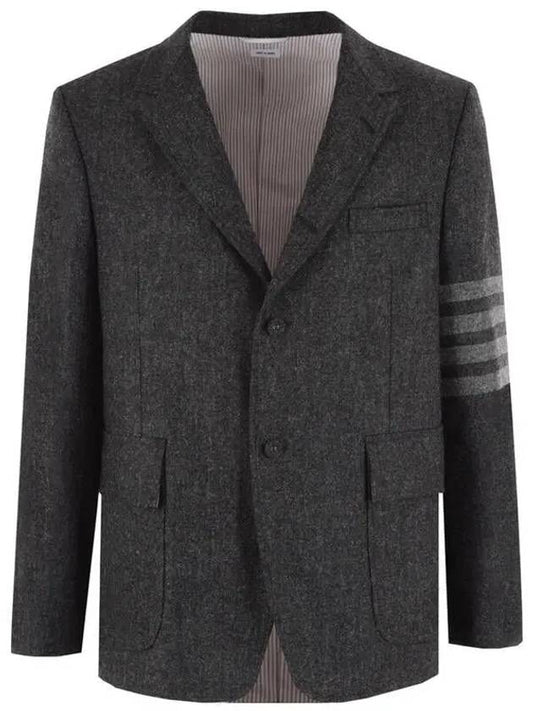 Donegal Tweed 4 Bar Single Breasted Blazer Jacket Grey - THOM BROWNE - BALAAN 2