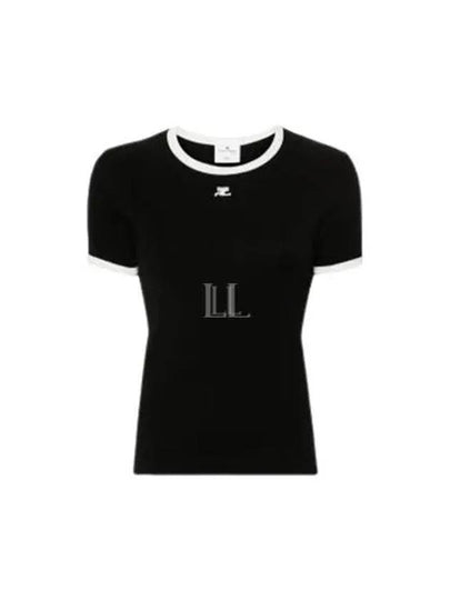 Contrast Signature Short Sleeve T-Shirt Black - COURREGES - BALAAN 2