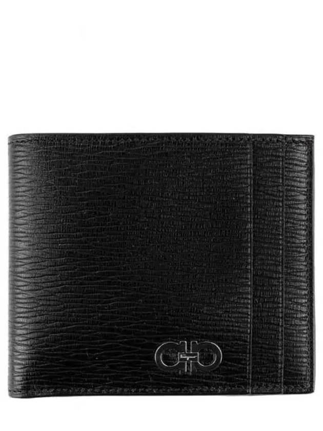 Gancini Two-Tone Half Wallet Black - SALVATORE FERRAGAMO - BALAAN 2