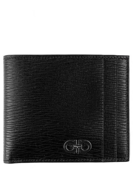 Gancini Two-Tone Half Wallet Black - SALVATORE FERRAGAMO - BALAAN 2