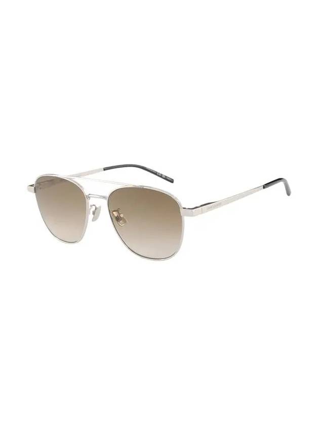 Eyewear Double Bridge Aviator Sunglasses Silver - SAINT LAURENT - BALAAN 4