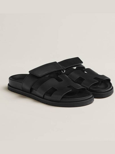 Chypre Calfskin Sandals Black - HERMES - BALAAN 2