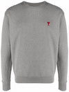 Men's Heart Logo Embroidered Sweatshirt Heather Gray - AMI - BALAAN 1