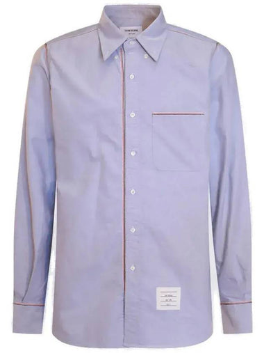 Oxford Grosgrain Framing Long Sleeve Shirt Light Blue - THOM BROWNE - BALAAN 1