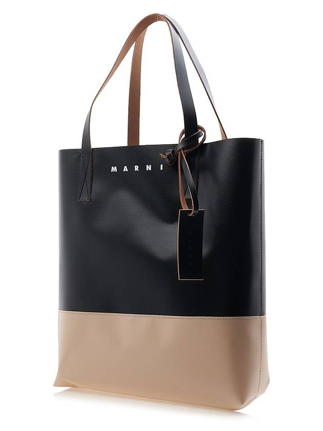 Tribeca Two Tone Deboss Logo Tote Bag Black White - MARNI - BALAAN 3