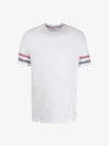 Textured Cotton Stripe Short Sleeve T-Shirt White - THOM BROWNE - BALAAN 3