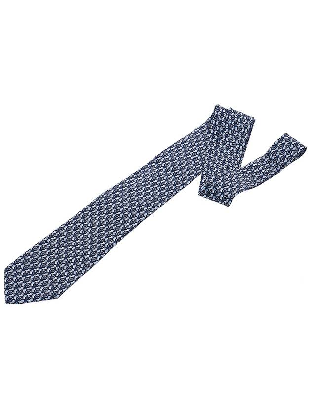 Hoopoe Print Silk Tie Navy - SALVATORE FERRAGAMO - BALAAN 4