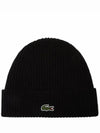 Logo Patch Wool Beanie Black - LACOSTE - BALAAN 2