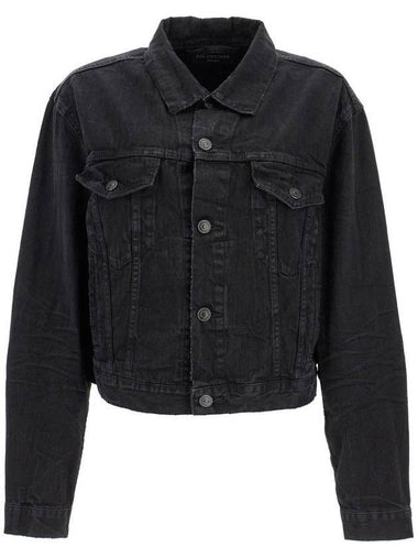 Back Logo Denim Jacket Black - BALENCIAGA - BALAAN 1