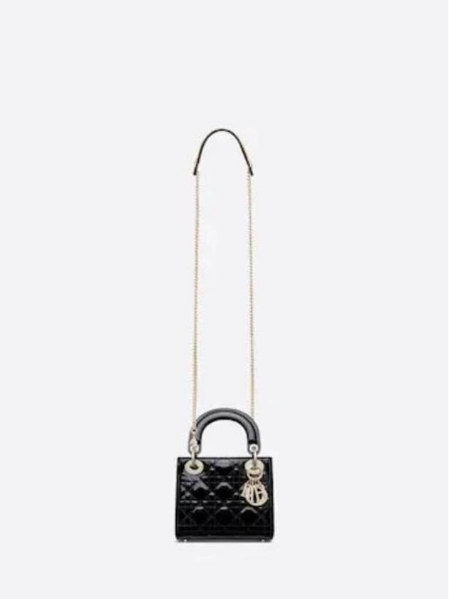 Lady Patent Cannage Chain Small Tote Bag Black - DIOR - BALAAN 5