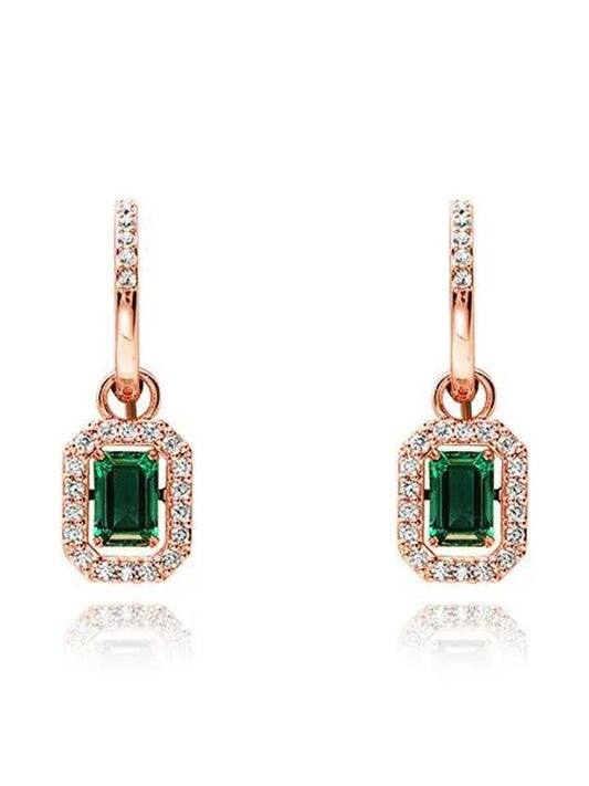 Una Millenia Octagon Drop Earrings Green Rose Gold - SWAROVSKI - BALAAN 1