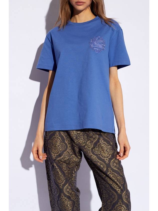 Etro T-shirt With Logo, Women's, Blue - ETRO - BALAAN 3